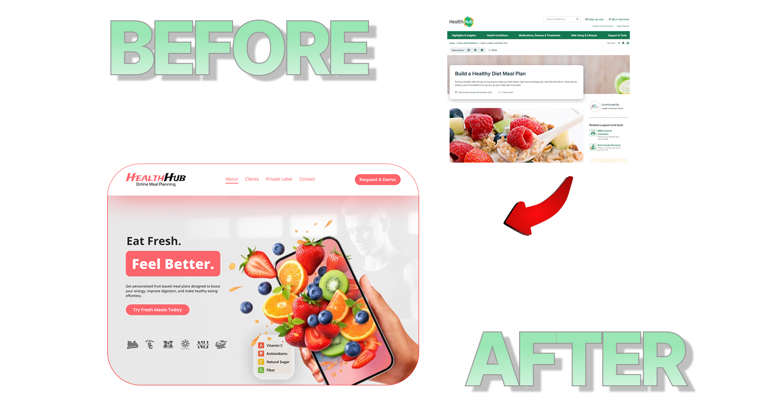 Redesigned project Before &amp; After (SaaS landing page)