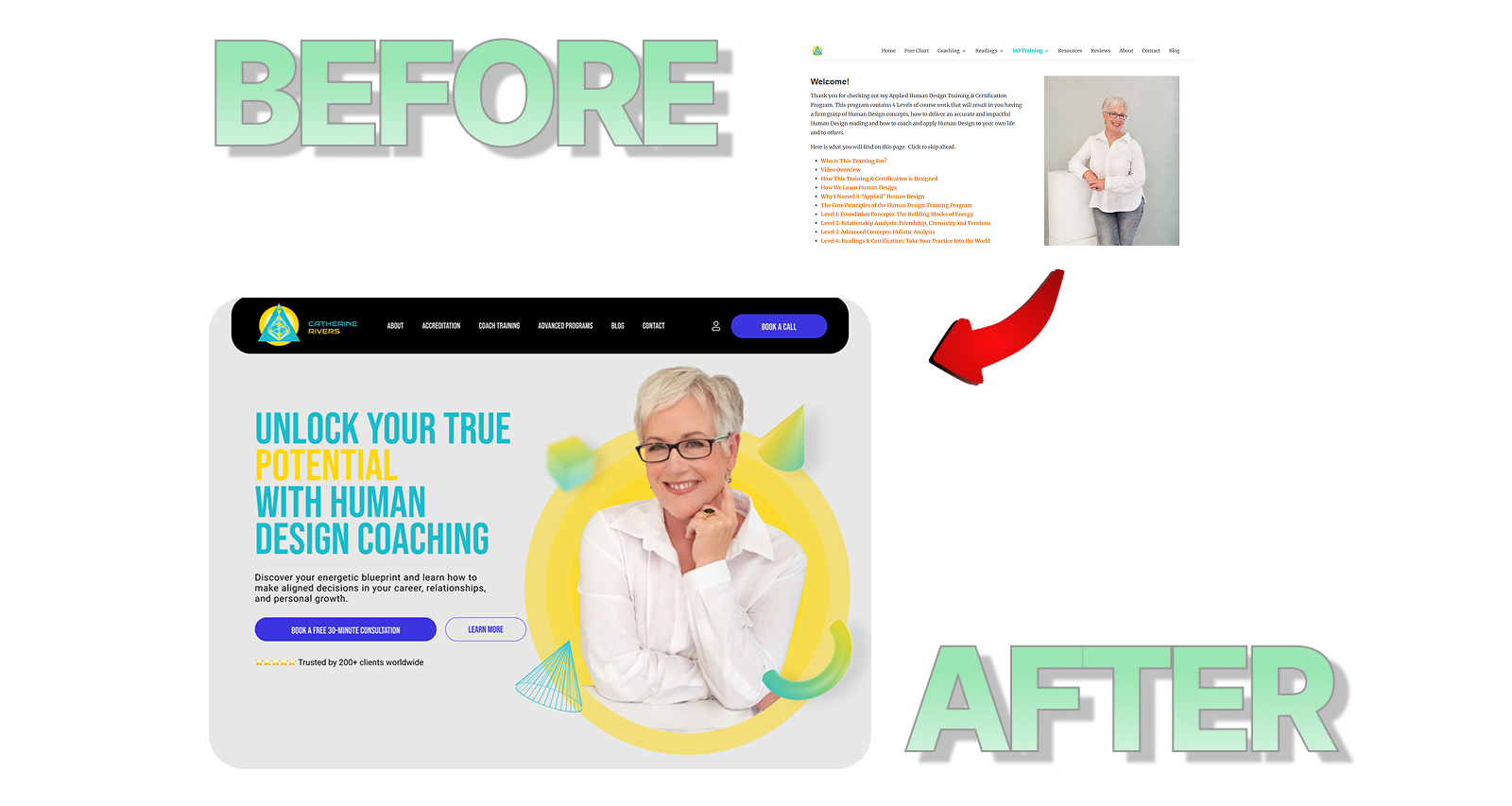 Redesigned project Before &amp; After (Coaching portfolio landing page)
